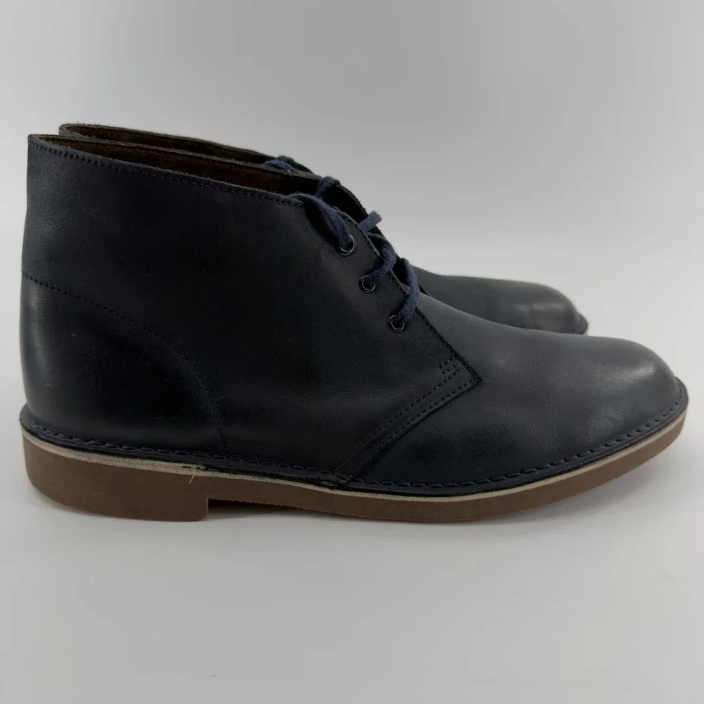 Clarks Mens Navy Blue Leather Chukka Desert Boots Size 12 Lace Up Casual Shoes